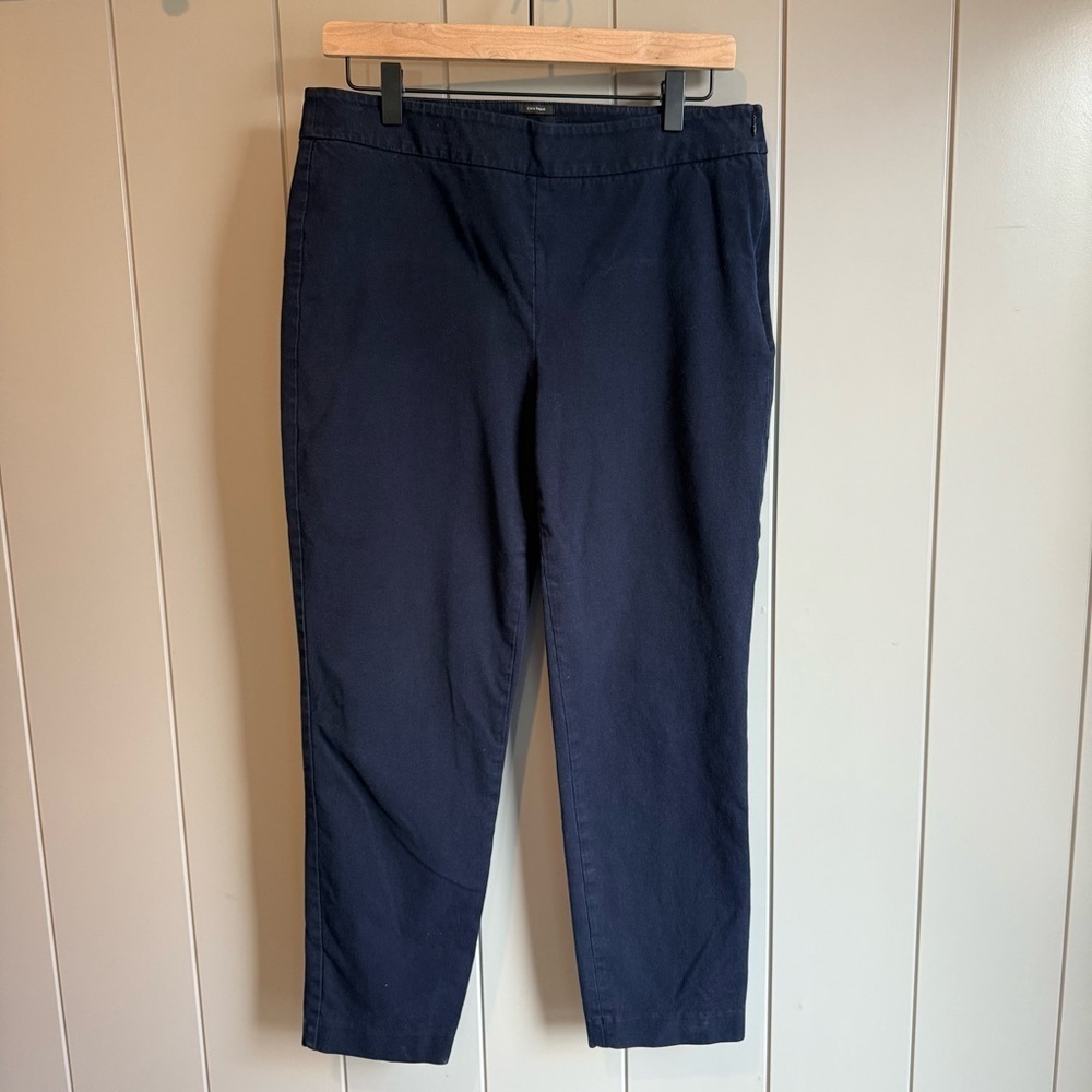 Talbot's Women's Chatham Ankle Pants Navy Blue Side Zip Size 8 Work Dress Career
